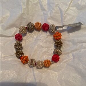 Chico's Vibrant Beaded Bracelet - Red, Orange, Gold
